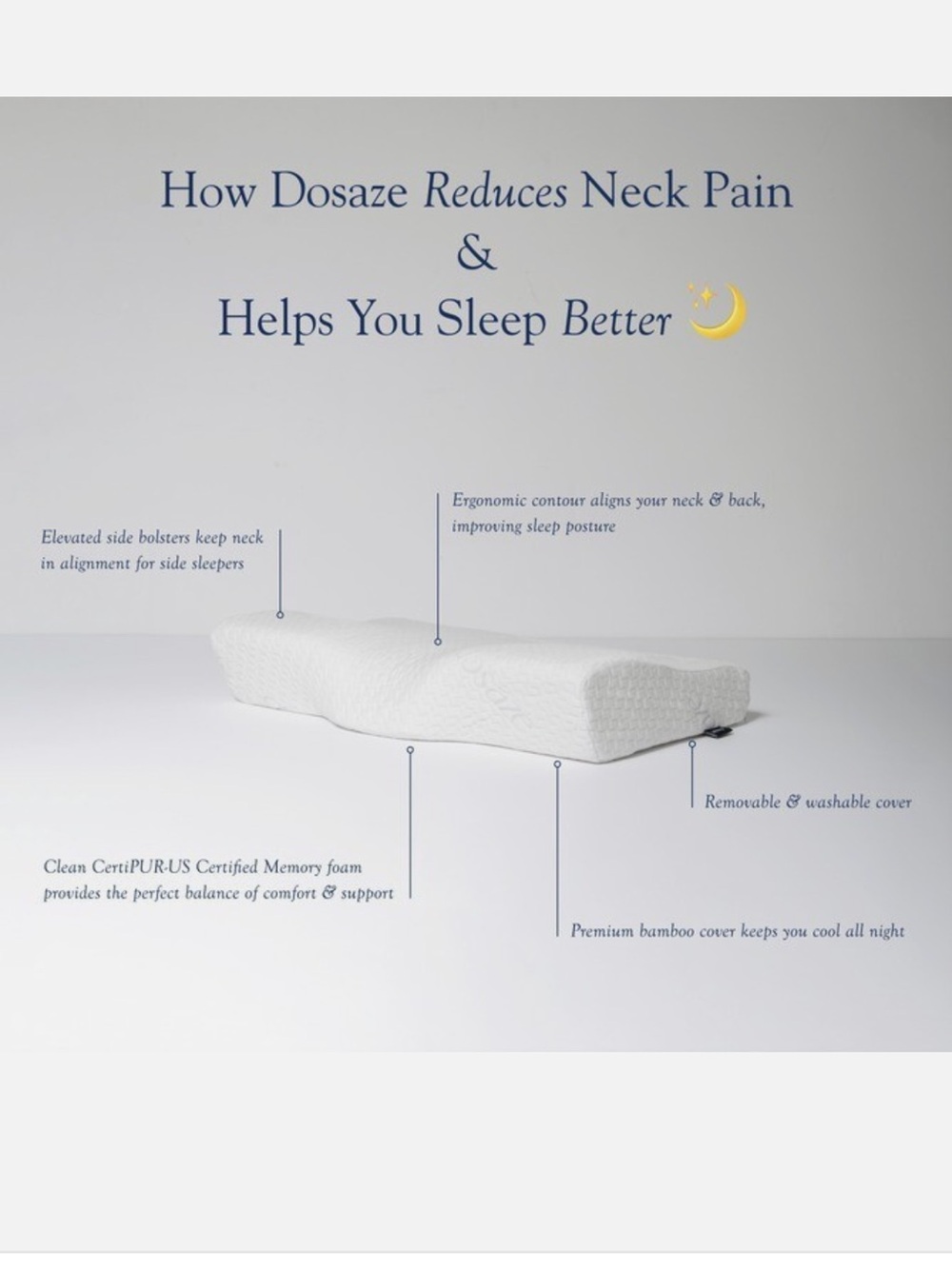 Brand New with box Contoured Neck Support Pillow in White by Dosage - Picture 5 of 5